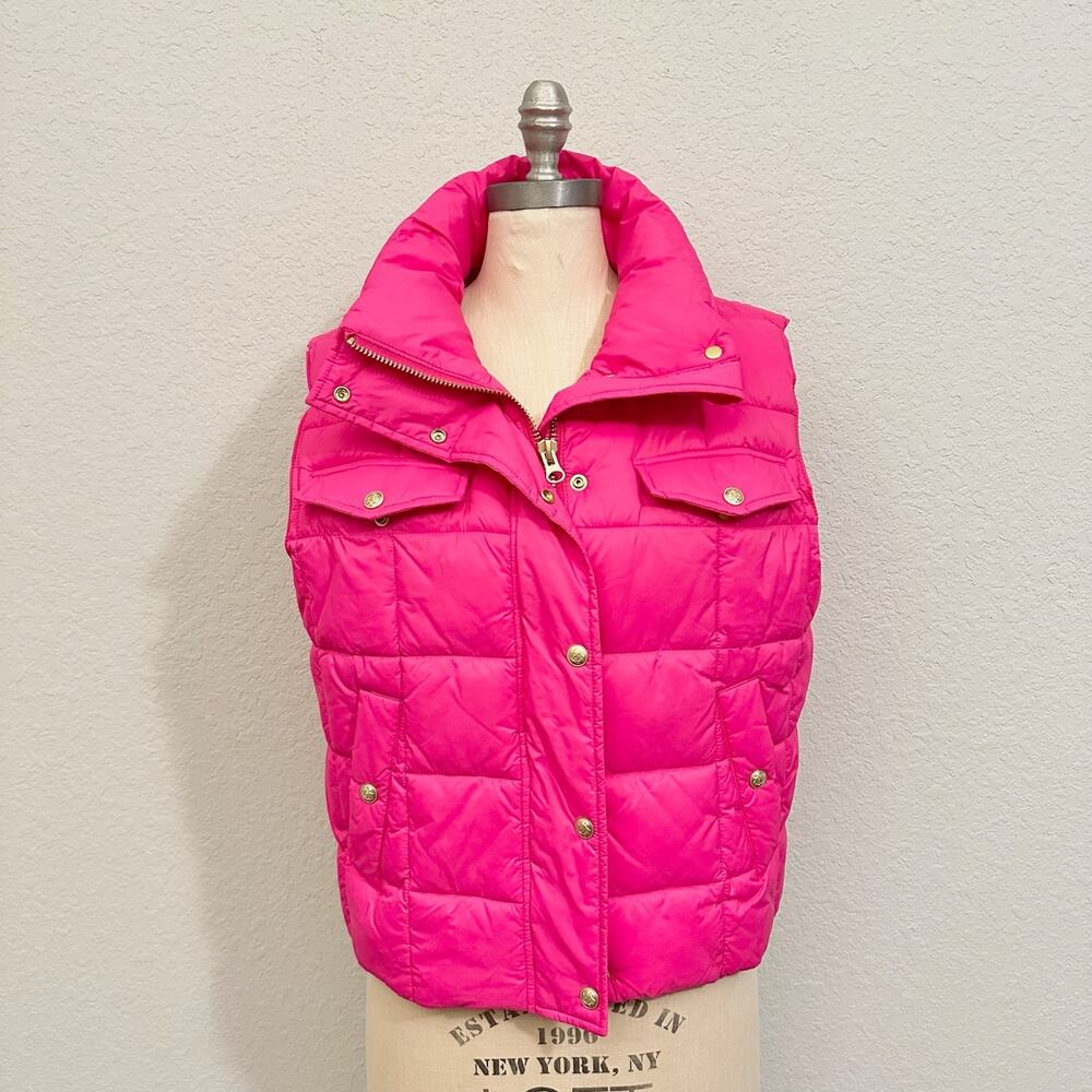 J.CREW Signature Puffer Vest Hot Pink Primaloft Quilted Crop Gorpcore